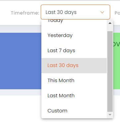 Partner Portal – Timeframe selector