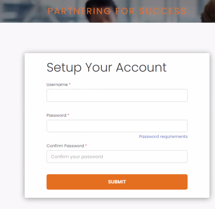 Setup Your Account Page