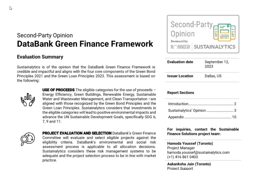Green Finance Framework Second Opinion