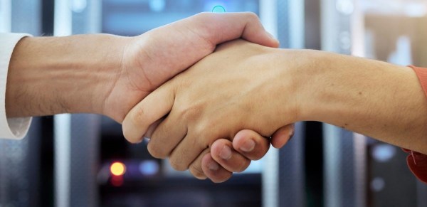 Data center partnership handshake